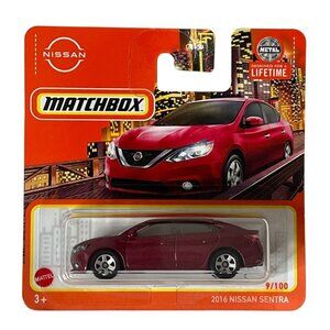 Matchbox Nissan Sentra 2016 Red Diecast 9/100 Metal Short Card Sealed